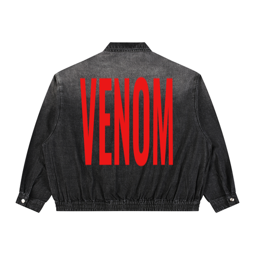 Unisex Vintage Wash Full-Zip Denim Jacket