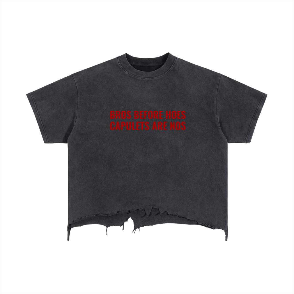 Vintage Wash Boxy Distressed Hem T-Shirt