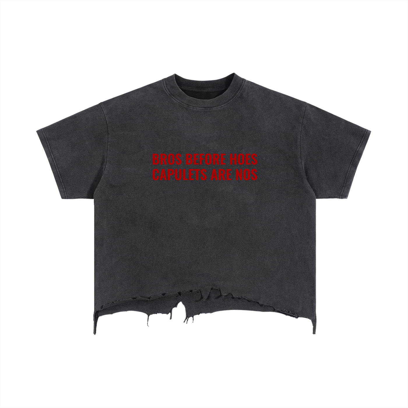 Vintage Wash Boxy Distressed Hem T-Shirt