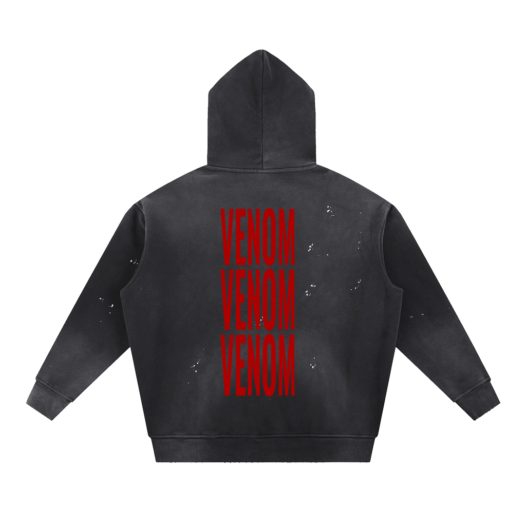 Vintage Washed Frayed Fleece Hoodie