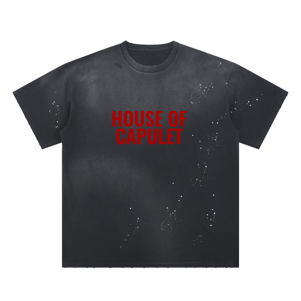 Hand-Frayed Sunfade Paint Splatter T-Shirt